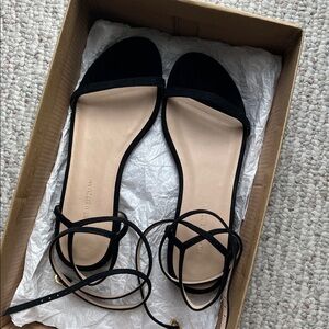 Stuart Weitzman catherine flat sandal suede black